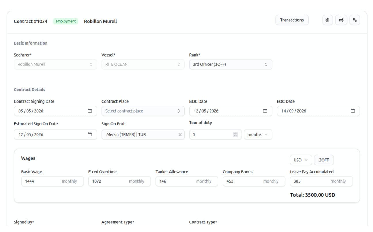 Every contract live-linked to payroll.