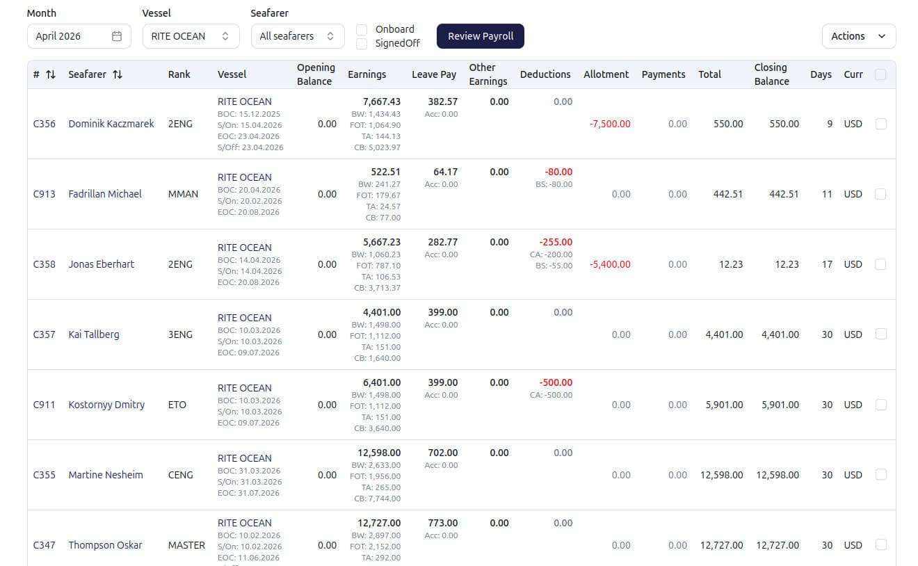 Contracts and payroll, linked end-to-end